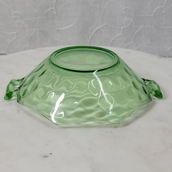 VTG Heisey Octagon Dish 7" Moonbeam Green Candy Bowl Green Trinket Vanity Handle - Picture 10 of 16